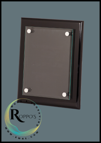 Black Piano Finish Floating Glass Plaque